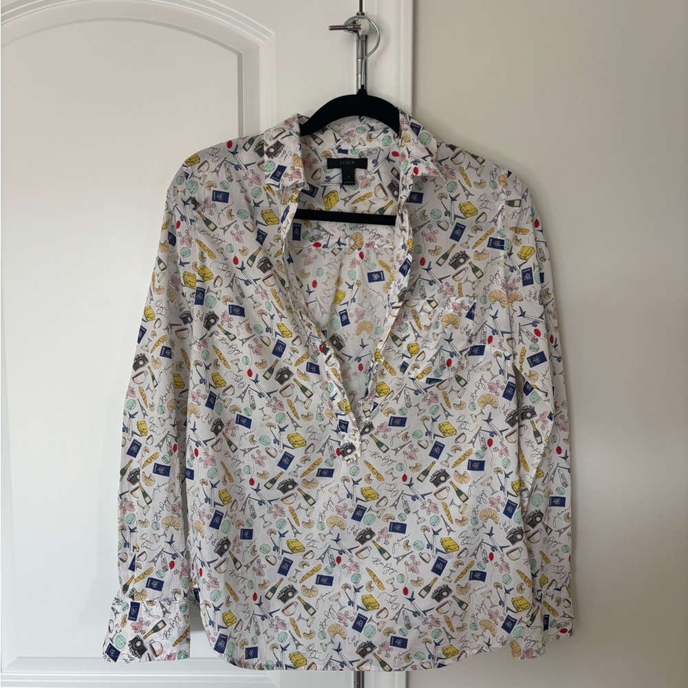 J. Crew Travel-Themed Button-Up Shirt